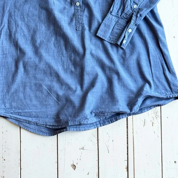 J.Crew Blue Chambray Tunic Shirt Women’s Medium Cotton Button Front Long Sleeve - Picture 6 of 10